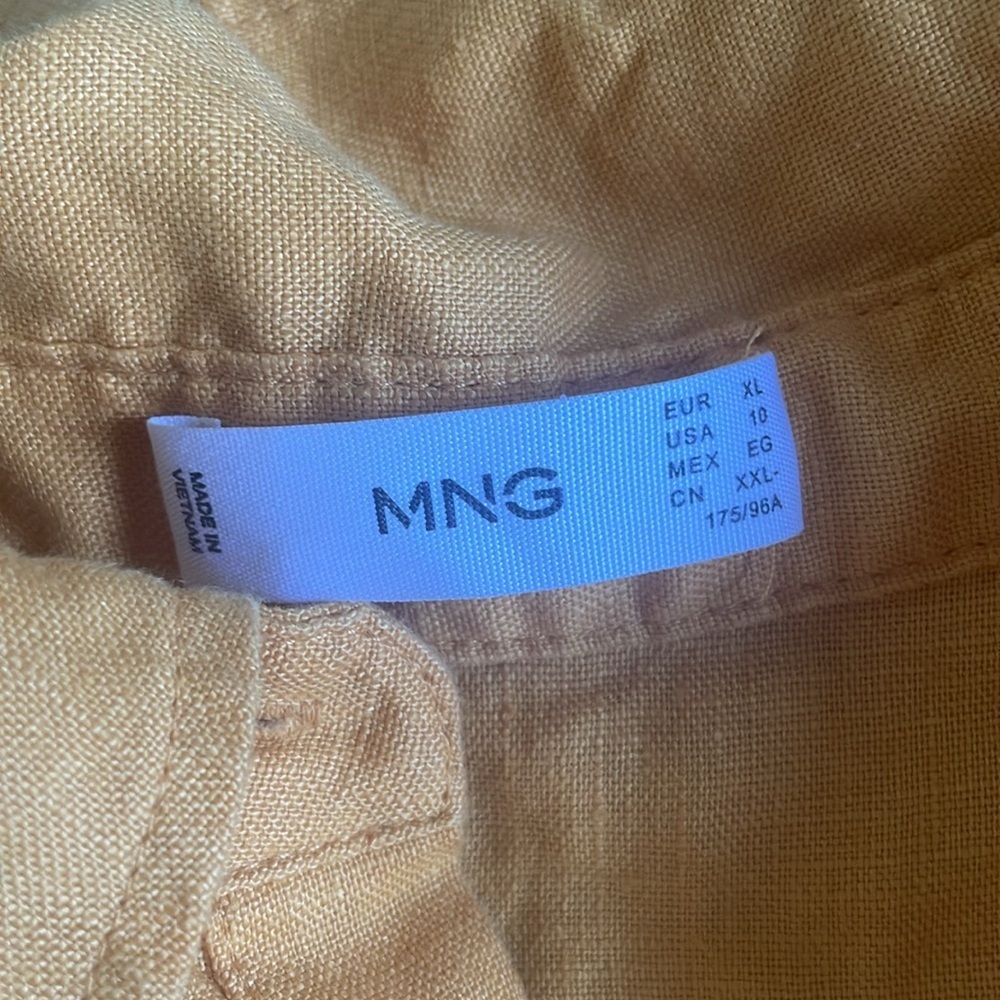 Mng Pure Linen Orange Button-Up Utility Dress Wit… - image 8